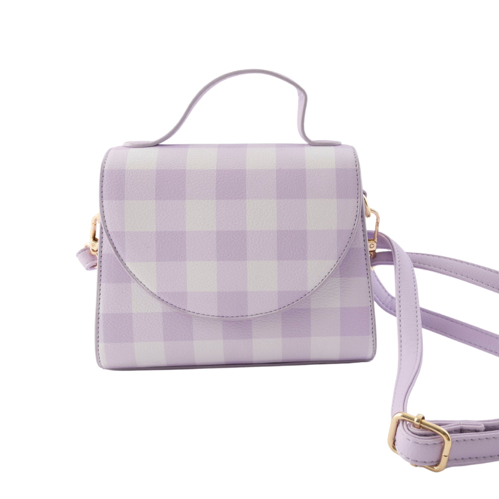 Kids Side Handle Bag - PURPLE GINGHAM